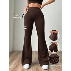 -Item Id 36370501 -Closure Type: Elastic Waist -Style: Casual -Color: Chocolate Brown -Pattern Type: Plain -Type: Flare Leg -Waist Line: High Waist -Length: Long -Fit Type: Skinny -Fabric: Medium Stretch -Material: Knitted Fabric -Composition: 94% Polyester, 6% Elastane -Care Instructions: Machine Wash Or Professional Dry Clean -Pockets: Yes -Temperature: Spring/Fall (18-25/63-77) -Body: Unlined -Sheer: No **Open To Offers!!!** **Bundle To Save More** **30% Off Bundles Of 2 Or More Items!!** *** Cheap Bottoms For Fall With Standard Cut Leg, Boutique Pants, Color Chocolate, Brown Pattern, Fabric Medium, Colour List, Waist Length, Spring And Fall, Flare Pants