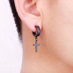 Brand New Men's Hanging Rhodium Cross Clip On Earring Black Rhodium Plated Sterling Silver *** Black Rhodium Is A Type Of Platinum That Is Rare, Very Hard, And Corrosion Resistant. Black Rhodium Jewelry Is Typically A Very Dark And Rich Gunmetal Gray. Measurements 1.25" Tall X .5" Wide Retail Price $250 *** Please Note This Listing Is For 1 Earring And Not 2 *** Buy With Confidence From A Top Rated Seller W/ A 99% + Rating! A0189 (Id-308-) Black Stainless Steel Single Earring, Rhodium Jewelry, Cross Earring, Platinum Chain, Horoscope Necklace, Clip On Earring, Compass Pendant, Mens Chain Necklace, Sterling Pendant