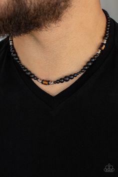 2021 Fall Line, Brown, Tiger's Eye, Urban Necklace - Fall Line 2021 - Stone Synchrony Brown ✨ Necklace Crystal Necklace Men, Men's Beaded Necklace, Brown Tiger Eye, Necklace Stone, Brown Necklace, Unisex Necklace, Paparazzi Accessories, Tiger Eye Stone, Eye Stone