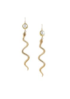 Diamond Illusion Gold Snake Pearl Earrings | Devon Leigh Jewelry Snake Pendant, Statement Choker, Hand Bracelet, Gold Snake, Dainty Bracelets, Silver Shop, Cuff Earrings, Dainty Necklace, Minimalist Earrings