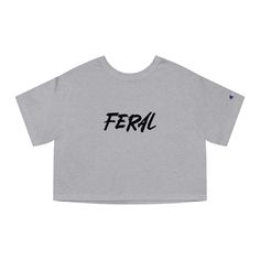 Feral" Gothic Font Crop Top - Champion Heritage Collection - Goth Cloth Co. Gothic Crop Tops, Classic Sportswear, Boxy Tee, Summer Tank Tops, Dad Caps, Summer Tee, Crop Tshirt, Pink Candy, High Waisted Pants