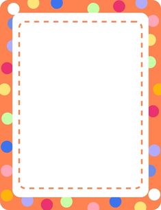 an orange polka dot background with a white square in the center and a line at the bottom