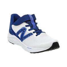 About The Brand: A Favorite Of Professionals And Home Athletes Alike. Fresh Foam Arishi V4 Bungee Sneaker In White/Blue Textile With Logo Accents Adjustable Strap With Velcro Closure Lightly Padded Insole Rubber Sole With Traction Imported Sporty Non-slip Lace-up Running Shoes, Athleisure Non-slip Sneakers For Sports, Sporty New Balance Running Shoes With Perforations, Slip-resistant Round Toe Sneakers For Sports, Non-slip Synthetic Sneakers For Training, Non-slip Synthetic Training Sneakers, Non-slip Lace-up Running Shoes For Training, Breathable Round Toe Running Shoes For Training, Non-slip High-top Walking Shoes For Sports