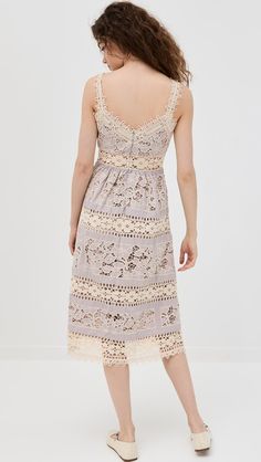 Sea Joah Embroidery Sleeveless Midi Dress | Shopbop Sea Clothes, Eyelet Fabric, Sleeveless Midi Dress, Crochet Design, Lilac Dress, India Fashion, Midi Dress Sleeveless, Crochet Designs, Stretch Fabric