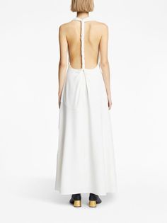 Proenza Schouler Matte Crepe Twist Back Dress - Farfetch White Tie-back Midi Dress For Formal Occasions, Formal Sleeveless Backless Dress With Keyhole Back, Sleeveless Backless Dress With Keyhole Back For Wedding, Chic Backless Maxi Dress With Keyhole Back, White Backless Evening Dress With Cutout Back, White Backless Dress With Cutout Back For Evening, Elegant Dress With Cutout Low Back, Chic Backless Dress With Cutout Back For Formal Events, Chic White Backless Evening Dress