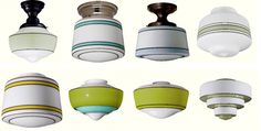 four different types of ceiling lights in various shapes and sizes