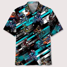 AIO Pride Motocross Color Abstract Hawaiian Shirt All of our Hawaiian Shirt   are custom-made-to-order and handcrafted to the highest quality standards. Each shirt is constructed from a premium polyester blend that is ultra-soft and incredibly comfortable. This shirt has some great features, four-way stretch, short sleeve, lapel collar, button closure. Extremely soft to the touch, durable and breathable. Features a specialty high definition heat-dye application that ensures long lasting color vi Aloha Beaches Shirt, Color Abstract, Trendy Graphic Tees, Summer Gifts, Hawaii Shirt, Motocross, Summer Sale, Hawaiian Shirt, Formal Event