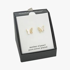 Pearl Type: Cultured Freshwater PearlsFeatures: Nickel Free, In A Gift BoxEarring Back: PostShape: ButterflyStone Cut: RoundStone Millimeter Measurement: 1.2 Mm Width, 1.2 Mm LengthMetal Color: Gold ToneEarring Length: 11mmEarring Width: 13.5mmCare: Wipe CleanStone Type: 2 Genuine Mother of Pearl, 44 Cubic ZirconiaEarrings Style: Stud EarringsMetal: 14k Gold Over BrassCountry of Origin: Imported Gold Earrings For Mother's Day Formal Occasion, Hypoallergenic Yellow Gold Earrings For Mother's Day, Yellow Gold Earrings For Mother's Day, Gold Sterling Silver Earrings For Mother's Day, White Gold Earrings For Mother's Day, Mother's Day White Gold Earrings, Hypoallergenic White Gold Earrings For Mother's Day, Elegant Sterling Silver Earrings As Gift For Mom, Nickel-free Earrings For Mother's Day