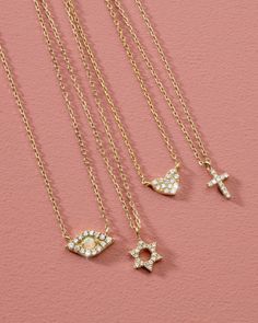 This understated diamond Star of David necklace can beautifully add to any outfit with its subtle shimmer. To enhance your look, layer your dainty diamond necklace with other chains or add a pop of color with a strand of beautiful gemstones. Diamond Star Of David Necklace in 14k Solid Gold, Women's by gorjana Elegant Star Of David Charm Necklace With Delicate Chain, Elegant Star Of David Necklace With Delicate Chain, Fine Jewelry Charm Necklace With Diamond Accents, Dainty Star-shaped Diamond Jewelry, Elegant Cubic Zirconia Necklace With Star Charm, Dainty Star Diamond Necklace, Dainty Diamond Star Necklace, 14k Gold Star Necklaces With Diamond Accents, 14k Gold Star-shaped Necklace With Diamond Accents