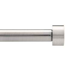 a stainless steel door handle on a white background