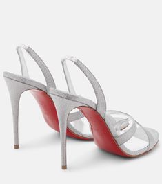 Louboutin Online, Silver Glitter Heels, Latest Sandal, Glitter Heels, Christian Louboutin Women, Silver Sandals, Slingback Sandals, Comfortable Heels, Slingback Sandal