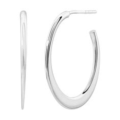 Just what your jewelry drawer is calling for! These hoops are cast in the shiniest silver with a flattened, graduated shape that lends a bold look. They’re comfortable and lightweight enough to stack with other studs up the lobe. The pieces come with a ".925" sterling silver quality stamp as a symbol of guaranteed product quality. Made in Italy. Jewelry Drawer, Shining Light, Silver Flats, Shoe Boutique, Shiny Silver, Jewelry Earrings Hoops, Sterling Earrings, Sterling Silver Earrings, Leather Handbags