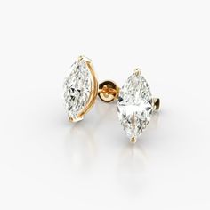 14K Yellow Gold Marquise Cut Diamond Stud Earrings (1.50 CTW - H-I / SI1-SI2). This pair of classic marquise cut diamond earrings feature a tapered basket, showcasing the unique characteristics and striking outline of a marquise cut diamond. Splinters of light shimmer and shine with every move. Shimmer And Shine, Shimmer N Shine, Marquise Cut Diamond, Unique Characteristics, Diamond Stud Earrings, Diamond Stud, Fine Jewellery Earrings, Marquise Cut, Lab Created Diamonds