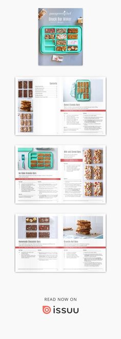 an advertisement with different types of food on the front and back of it, including donuts