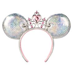 Dreams dare to come true when wearing this dazzling Disney Princess Ear Headband made with spectrum reflecting iridescent textileand adorned by a sparkly, silvery tiara set with pink faceted gems. Disney Lego Sets, Disney Precious Moments, Holiday Slippers, Kate Spade Disney, Disney Souvenirs, New Disney Princesses, Magic Bands, Faceted Gems, Disney Fashion