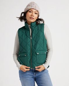 A cozy core lets you do more! This puffer vest makes for an ideal layer with a regular fit, zip-up front and two pockets. Made in the USA of a soft quilted fabric that keeps you snug. | Stargazer Quilted Vest Jacket for Women by Herizon from Wantable Sporty Vest Outerwear For Fall, Quilted Sleeveless Fall Outerwear, Quilted Sleeveless Outerwear For Fall, Sleeveless Quilted Outerwear For Fall, Casual Fall Vest With Fleece Lining, Casual Quilted Sleeveless Vest, Casual Winter Vest With Zipper Closure, Quilted Vest For Cold Weather, Quilted Vest For Layering In Fall