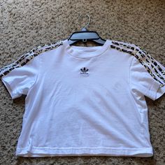 Adidas Crop Top. Size S. Never Worn. White Stretch Adidas Tops, Adidas White Fitted T-shirt, Adidas Trendy Fitted Tops, Adidas Fitted Tops For Streetwear, Adidas Fitted Streetwear Tops, Fitted Adidas Tops For Streetwear, Trendy Fitted Adidas Tops, Adidas Fitted Short Sleeve Tops, Adidas Fitted White T-shirt