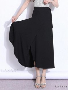 Lasaky - One-Piece Wrap-Around Ankle-Length Skirt with Attached Belt - A Stylish Midi Skirt for Daily Wear Ankle-length Solid Lined Skirt, Solid Ankle-length Lined Skirt, Solid Color Ankle-length Lined Skirt, Ankle-length Solid Lined Maxi Skirt, Ankle-length Lined Maxi Skirt, Solid Ankle-length Lined Maxi Skirt, Solid Color Ankle-length Lined Maxi Skirt, Elegant Non-stretch Asymmetrical Skirt, Ankle-length Relaxed Skirt For Spring