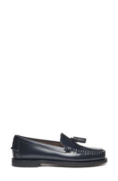 A timeless classic, this hand-sewn loafer is crafted from sleek, polished leather finished with a tasseled vamp and moc-toe stitching. Leather upper and lining/leather and rubber sole Imported Loafer Women, Tassel Loafers, Stitching Leather, Loafers For Women, Timeless Classic, Hand Sewn, Hand Sewing, Rubber Sole, Leather Upper