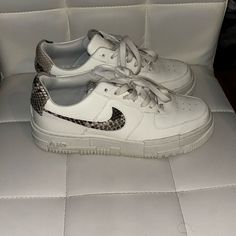 I Wore These One Time. They’re Still Extremely White (Minus The Bottoms Which Have A Little Wear But Nothing Crazy). Have Minimal Creasing. Women’s Size 7 Air Force 1 Pixel, Shoes Nike Air Force, 1 Pixel, Shoes Nike Air, Shoes Nike, Nike Air Force 1, White Nikes, Air Force 1, Nike Air Force