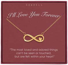 PRICES MAY VARY. Infinite Heart: When she wears Suavell infinity necklaces for women close to her heart, it lovingly collapses time and space if you ever find yourselves apart. And so, this eternally regenerating bond is perfect for Valentines Day, Girlfriend Birthday gifts, and Anniversary gifts for her. Lasting 18k Gold Plating: We’ve seen other womens jewelry make skin go red or green, but not this because our gold plated chain necklace is non-corrosive. To keep this handcrafted necklace shin Gifts For Wife Christmas, Infinite Heart, Matching Necklaces For Couples, For Girlfriend Gifts, Girlfriend Christmas, Wife Christmas, Gifts For Girlfriend, Infinity Jewelry, Christmas Gifts For Girlfriend