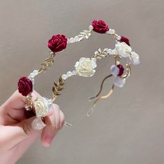 Faster shipping. Better service Vine Headband, Hair Accessories Red, Rose Headband, Hair Accessories Collection, Bridal Hair Clip, Golden Rose, Pearl Headband, Hair Hoops, Headband Hair