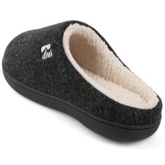 Step into a realm of ultimate comfort and style with the RockDove Men's Evan Faux Shearling Slide Slipper! These slippers are the cozy haven your tired feet have been dreaming of. Picture yourself sinking into a cloud of softness, courtesy of the luxurious faux shearling that feels like a warm hug for your toes. With an effortless slide-on design, you'll be ready to kick back and relax in seconds. Plus, these slippers are built to last, so you can embark on countless adventures in comfort. Don't Cozy Black Slippers For Indoor Use, Cozy Black Indoor Slippers, Comfy Black Indoor Slippers, Black Plush Lined Winter Slippers, Black Winter Slippers For Indoor Use, Black Winter Indoor Slippers, Comfy Black Slippers With Textured Footbed, Black Comfy Slippers With Textured Footbed, Comfortable Black Slippers With Faux Fur Lining