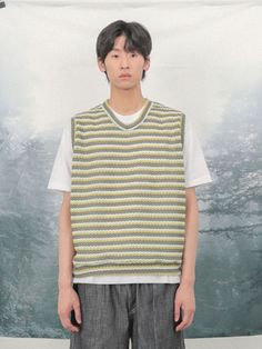 Editor's NoteFANACULT's knit vest is suitable to wear during summer season with high air permeability. With a soft texture and tone-on-tone color, it is easy to wear in your daily life. It has an oversized silhouette suitable to wear for both male and female, and has a casual and comfortable mood. You can layer it with other products and wear it during all seasons for the casual streetwear style.  - V-shape neckline- High air permeability- Tone-on-tone color mixMeasurements (in.)M/L- S Green V-neck Sweater Vest For Summer, Casual Sweater Vest For Layering, Casual Sleeveless Sweater Vest, Casual Sweater Vest For Layering In Spring, Casual Beige Sweater Vest, Casual Beige Cotton Sweater Vest, Casual Beige Sweater Vest For Spring, Knit Vest For Summer Layering, Spring Green Knit Vest