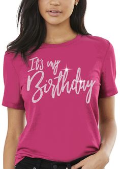 PRICES MAY VARY. STUNNING REAL CRYSTAL RHINESTONES BIRTHDAY TEE! This cute shirt says “It's My Birthday” in real faceted rhinestones. The Birthday Girl will love wearing this birthday shirt on her special day. EXCEPTIONALLY SOFT RING-SPUN COTTON! The Birthday Girl will look great and feel comfortable in the 100% Combed and ring-spun cotton tee WOMEN’S RELAXED, MODERN FIT TEE! Our premium short sleeve, crew neck birthday shirts are specially designed to have that modern relaxed fit that will fit Outfits Bonitos, Womens Birthday, Deer Shirt, Gorgeous Birthday, Birthday Tshirts, Birthday Tee, Pink Birthday, Rhinestone Designs, Birthday Woman