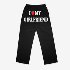 I love my girlfriend sweatpants made from high quality materials that will last you a lifetime.  MADE IN THE US Written in the back of the pants Apartment Decorating For Couples, Girlfriend Clothes, Love My Girlfriend, My Gf, I Love My Girlfriend, Matching Couple Outfits, Matching Couple, Apartment Decorating, Cute Easy Drawings