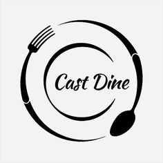 the logo for cast dine with fork and spoons on it's side