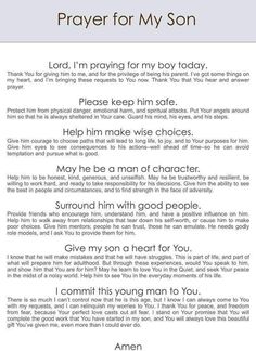 the prayer for my son is shown in this screenshot