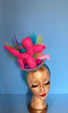 Hand stitched felt balloon dog fascinator hat . Secured to a headband for comfort. Adjustable Felt Hat For Party, Adjustable Felt Hat For Parties, Felt Balloon, Fascinator Hats Diy, Mini Hats, Large Brim Hat, Funky Hats, Mini Hat, Types Of Hats