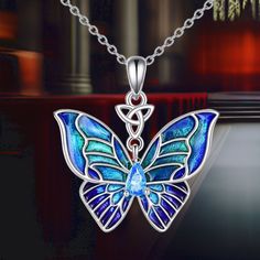 💖Design: The butterfly symbolizes freedom, change, and new life, representing the transformation and growth of the soul in Celtic culture. This beautiful butterfly necklace makes a thoughtful gift for mothers, daughters, sisters, friends, or bridesmaids. 💖Material: Made of 925 sterling silver and adorned with blue zircon, this necklace is tarnish-resistant, nickel-free, lead-free, and cadmium-free, making it ideal for sensitive skin and long-term wear. 💖Size: The butterfly pendant measures 20 Mother's Day Jewelry With Butterfly Charm, Mother's Day Butterfly Jewelry With Butterfly Charm, Mother's Day Butterfly Charm Jewelry, Silver Butterfly Jewelry With Birthstone, Elegant Blue Necklace With Butterfly Charm, Butterfly Pendant Necklace For Mother's Day, Elegant Blue Sterling Silver Butterfly Necklace, Mother's Day Jewelry Pendant With Butterfly Charm, Mother's Day Jewelry With Butterfly Pendant