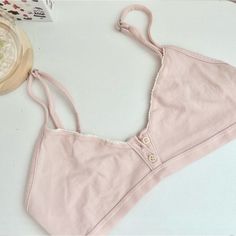 Super Cute And Dainty Rare Pointelle Coquette Baby Pastel Pink Sleep Lounge Casual Bralette From Brandy Melville / Pacsun John Galt Brand New Without Tags Size: One Size Sleepwear Aesthetic, Sleeping Bra, Cute Bralettes, Black Bra Top, Weather Clothes, Crochet Bra, Slouch Socks, Cute Bras, Cartoon Outfits