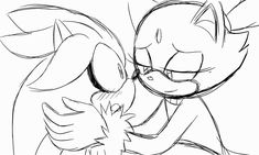 a drawing of sonic and tails hugging each other