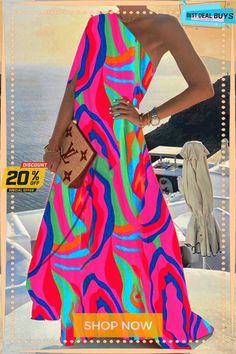 Alyse One Shoulder A-line Elegant Maxi Dress Multicolor A-line Sundress For Vacation, Multicolor A-line Maxi Dress For Beach, Multicolor A-line Maxi Dress For Vacation, Multicolor A-line Sundress, Chic Multicolor A-line Midi Dress, Multicolor A-line Sundress For The Beach, Multicolor A-line Sundress For Beach, Multicolor A-line Midi Dress For Beach, A-line Sundress For Vacation