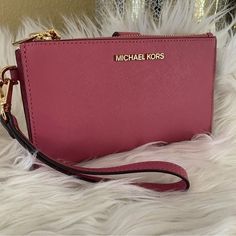 100% Authentic Brand New With Tag Michael Kors Jet Set Travel Double Zipper Wallet Wristlet Phone Case All In One Rosewood Color Very Roomy Can Fit Iphone 11 Pro / Xs Max 1 Id Window Pocket, 6 Credit Card Slots, 2 Slip Pockets, 1 Phone Pocket, 1 Large Open Compartment And 2 Zip Compartments. Fits Iphone 11 Pro 7.25"L X 4.25"H X 1.25"D Michael Kors Pink Wallet With Zipper Closure, Michael Kors Clutch With Zipper For Everyday Use, Michael Kors Clutch With Zipper Closure, Rosewood Color, Mk Wallet, Leather Billfold, Phone Wristlet, Michael Kors Wristlet, Wallet Wristlet