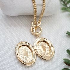 Oval Locket Necklace Locket Pendant Necklace Gold Locket - Etsy Vintage Charm Oval Link Necklace As Gift, Oval Link Necklaces With Vintage Charm For Gifts, Oval Charms Necklace For Keepsake, Oval Link Locket Necklace For Anniversary, Gold Oval Link Locket Necklace For Anniversary, Oval Keepsake Charm Necklace, Oval Locket Necklace With Adjustable Chain As Gift, Oval Locket Charm Necklace As Gift, Oval Locket Charm Necklace For Gift