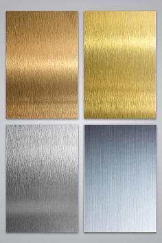 four different colors of metal on a gray background