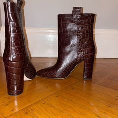 Paris Texas Brown Ankle Boots- Crocodile Detail. Size 38 Paris Texas, Brown Ankle Boots, Bootie Boots, Ankle Boots, Bag Accessories, Texas, Women Shoes, Paris, Boots