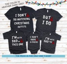 "Funny Couple Christmas Shirt, I Don't Do Matching Christmas Outfits Shirt Welcome to my store :) ❤️ HOW TO ORDER 1. Choose the t-shirt size from the style bar (First dropdown menu) 2. Choose the t-shirt color (Second dropdown menu) 3. Select quantity as needed 4. Click \"Add to cart\" ❖ If you are purchasing more than one shirt, simply complete this process as many times as needed. SIZING ❖ Please make sure to scroll through the photos to see our size chart. You will see the detailed measurements on the chart. ❖ The shirts are UNISEX fit. We usually get feedback from buyers as they are true to size, however since every person's shape and opinion can vary, the size chart is the best way to know what size you need! ❖ If you are not sure about sizing please measure your favorite t-shirt and Funny Winter Holiday T-shirt, Winter Holiday Funny T-shirt, Funny Cotton Tops For Winter, Family Matching Winter Tops For Gifts, Funny Black Christmas T-shirt, Family Matching Graphic Print Tops For Winter, Family Matching Christmas T-shirt With Letter Print, Family Matching Christmas Shirt With Letter Print, Festive Family Matching T-shirt For Holidays