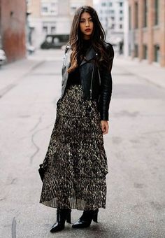 Stile Boho Chic, Rock Outfit, Leather Jacket Style, Cooler Look, Casual Winter Outfits, Black Leather Jacket