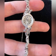 Vintage 14k White Gold Benrus Watch Silver Vintage Watch, Dainty Watches, Benrus Watch, Watches For Women, Christmas List, Vintage Watches, Accessories Watches, Sparkle, White Gold