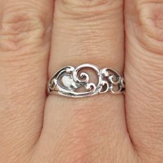 Great vintage condition.  925 Sterling Silver Vintage Ornate Ring Size 7.75  Weight: 1.7g   WELCOME TO PAWN SHOP We are an actual pawn shop and have been in business for over 25 years. Since 1990, our establishment has been serving a variety of clients by providing them with short term cash solutions and options of liquidity regarding their treasured heirlooms. Acknowledging that today′s customers are very sophisticated and are looking for a variety of investments, our acquisitions are hand-pick Nickel-free Vintage Stackable Rings For Anniversary, Vintage Nickel-free Stackable Rings, Ornate Ring, Pawn Shop, Jewelry Inspo, Hand Picked, 25 Years, Vintage Jewelry, Jewelry Rings