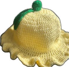 One Size Cotton Knitted Hat, Yellow Knitted Crochet Hat For Spring, Yellow Cotton Beanie Hat, Yellow Cotton Sun Hat, Yellow Cotton Sun Hat, One Size Fits Most, Fitted Crochet Beanie For Beach, Spring Knitted Hats In Acrylic Yarn, Yellow Crochet Cap Hat, Knit Beach Hats