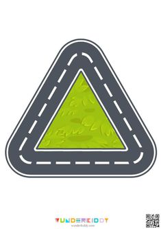 a road with a green triangle on it