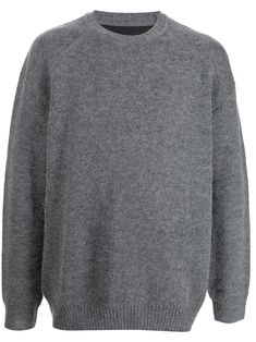 ash grey wool crew neck long sleeves straight hem Gray Crew Neck Sweater For Layering, Gray Cashmere Crew Neck Sweater, Juun J, Sweater Grey, Knitwear Men, Ash Grey, Wool Sweater, Wool Sweaters, Grey Sweater