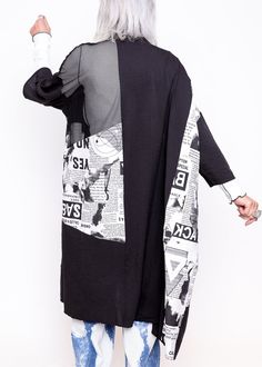 Cotton Poly Blend Length: 112cm Summer Cotton Outerwear With Graphic Print, Black Printed Cotton Outerwear, Black Cotton Outerwear For Summer, Black Cotton Summer Outerwear, Summer Black Cotton Outerwear, Mesh Kimono, Concept Store, Holiday Outfits, Kimono Top