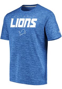 Majestic Detroit Lions Blue Ultra-Streak Short Sleeve T Shirt - 17255514 Blue Team Spirit T-shirt With Sublimation Print, Blue Sublimation Print Team Spirit T-shirt, Blue T-shirt With Sublimation Print For Team Spirit, Blue Team Spirit Jersey T-shirt, Moisture-wicking Short Sleeve Tops For Fan Gear, Blue Sports T-shirt With Text Print, Blue Crew Neck T-shirt For Sports Season, Blue Sublimation Print Tops For Fans, Blue Fan Apparel Tops For Sports Events